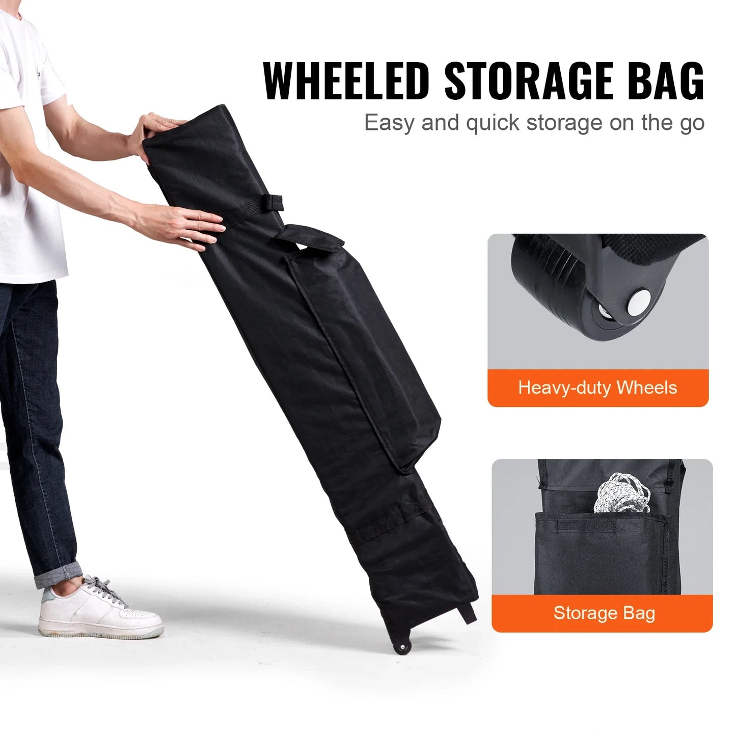 VEVOR Pop Up Canopy Tent 250D PU Silver Coated Tarp with Portable Roller Bag and 4 Sandbags Waterproof and Sun Shelter Gazebo