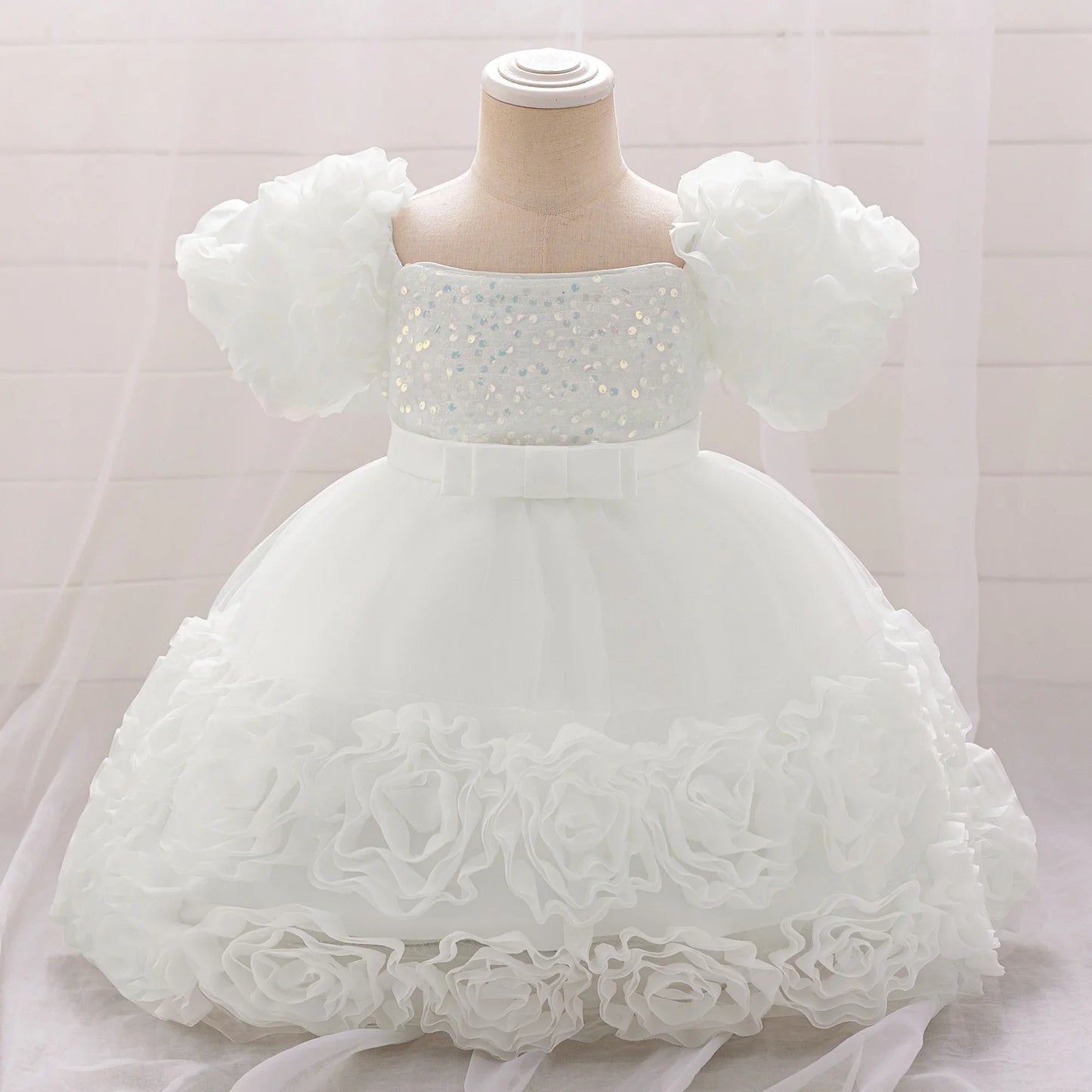 Girls 3D Flower Party Princess Dress for Baby Christmas Gown 1-10 Yrs Birthday Bow Tulle Bridemaid Dresses Wedding Kids Clothing