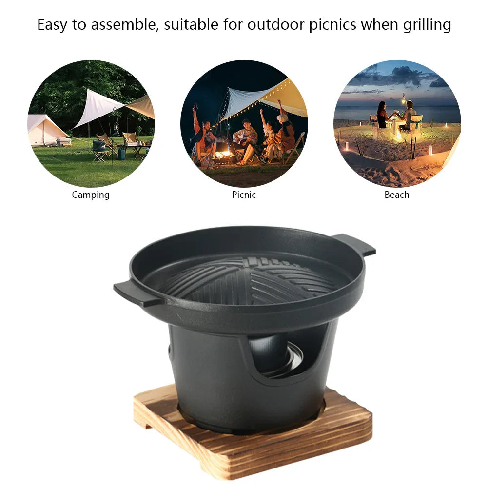 Mini Barbecue Stove Detachable Japanese Alcohol Stove Non-stick BBQ Grill Furnace Roasting Meat Tool for Picnic Camping Stove