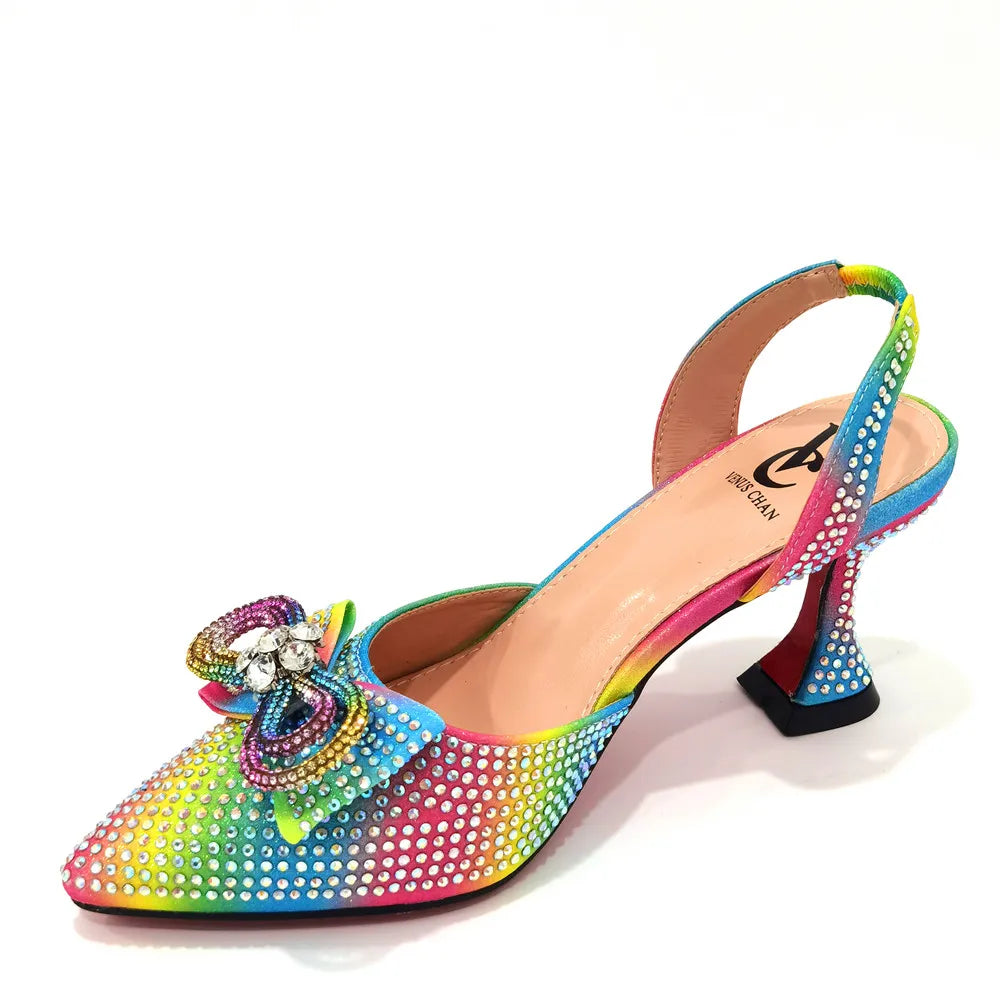 Women's High Heel Pointed Toe Sandals Party And Wedding Shoes and Bags Set