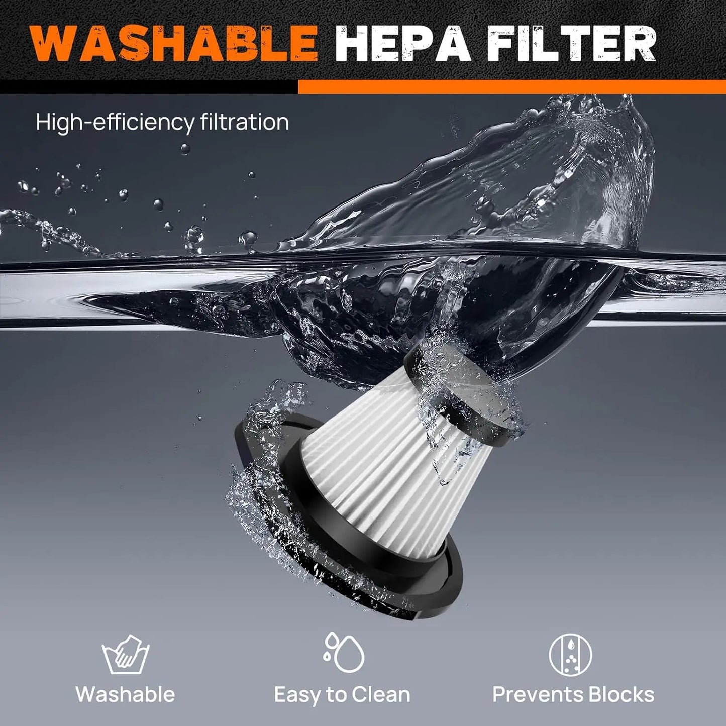 Car Vacuum Cleaner Wireless - Portable Handheld Hoover 8000PA Strong Suction 65W Cordless