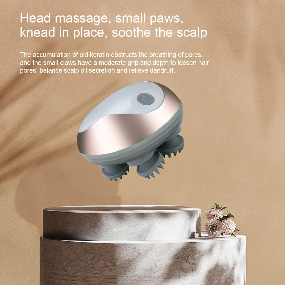 Electric Scalp Massager Hair Growth Portable Rechargeable Head Massage Stress Relax Waterproof Handheld Hair Scratcher Silicone