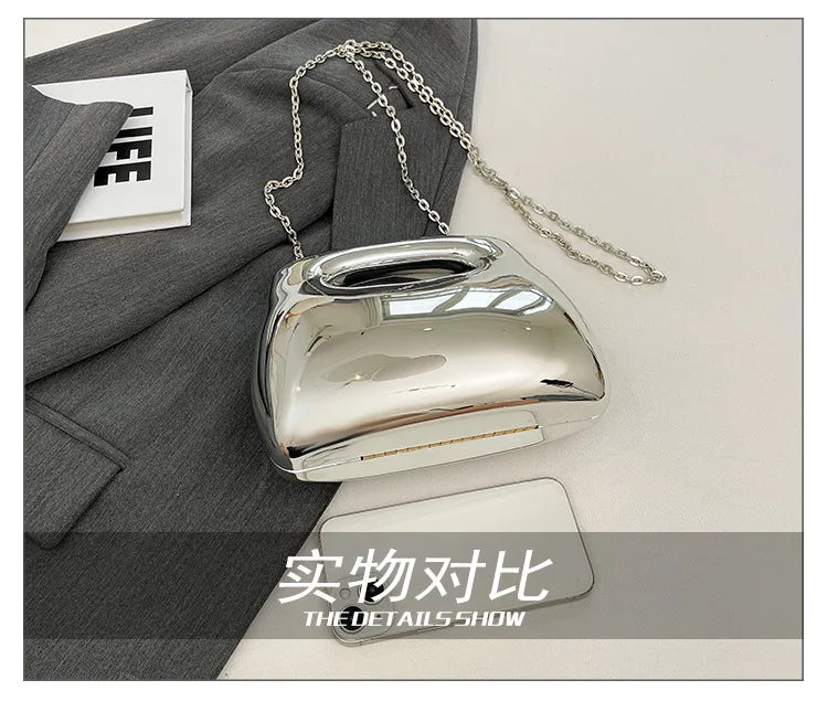 Golden Acrylic Women Hobo Bags Luxury Designer Clear Beach Handbags Dinner Party Wedding Round Top Handle Evening Clutch Purse