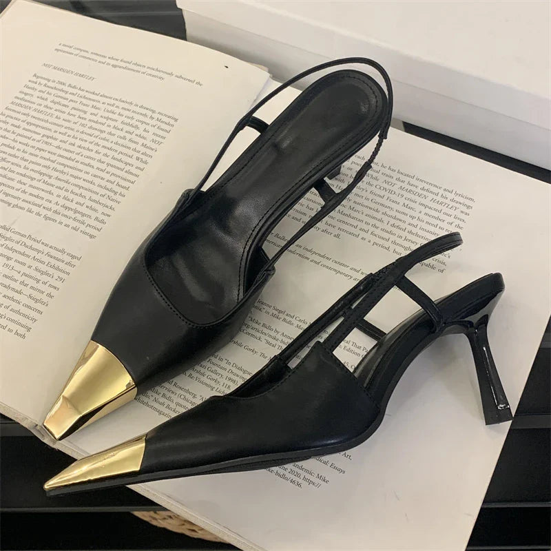 Eilyken Street Style Pointed Toe Women Pumps Fashion Slingbacks Thin High Heels Elegant Stripper Prom Ladies Sandals Shoes