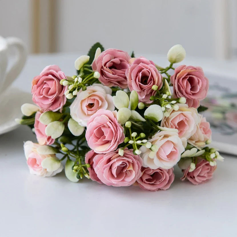15 Head 5 Fork Silk Rose  Decoration