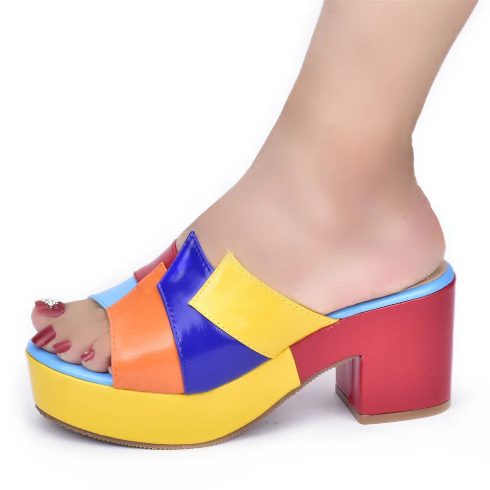 Latest Multicolor Wedding Bridal Shoes Open Toe Platform Sandals for Women Italian Lady Shoes Women's Shoes for Elegant Parties