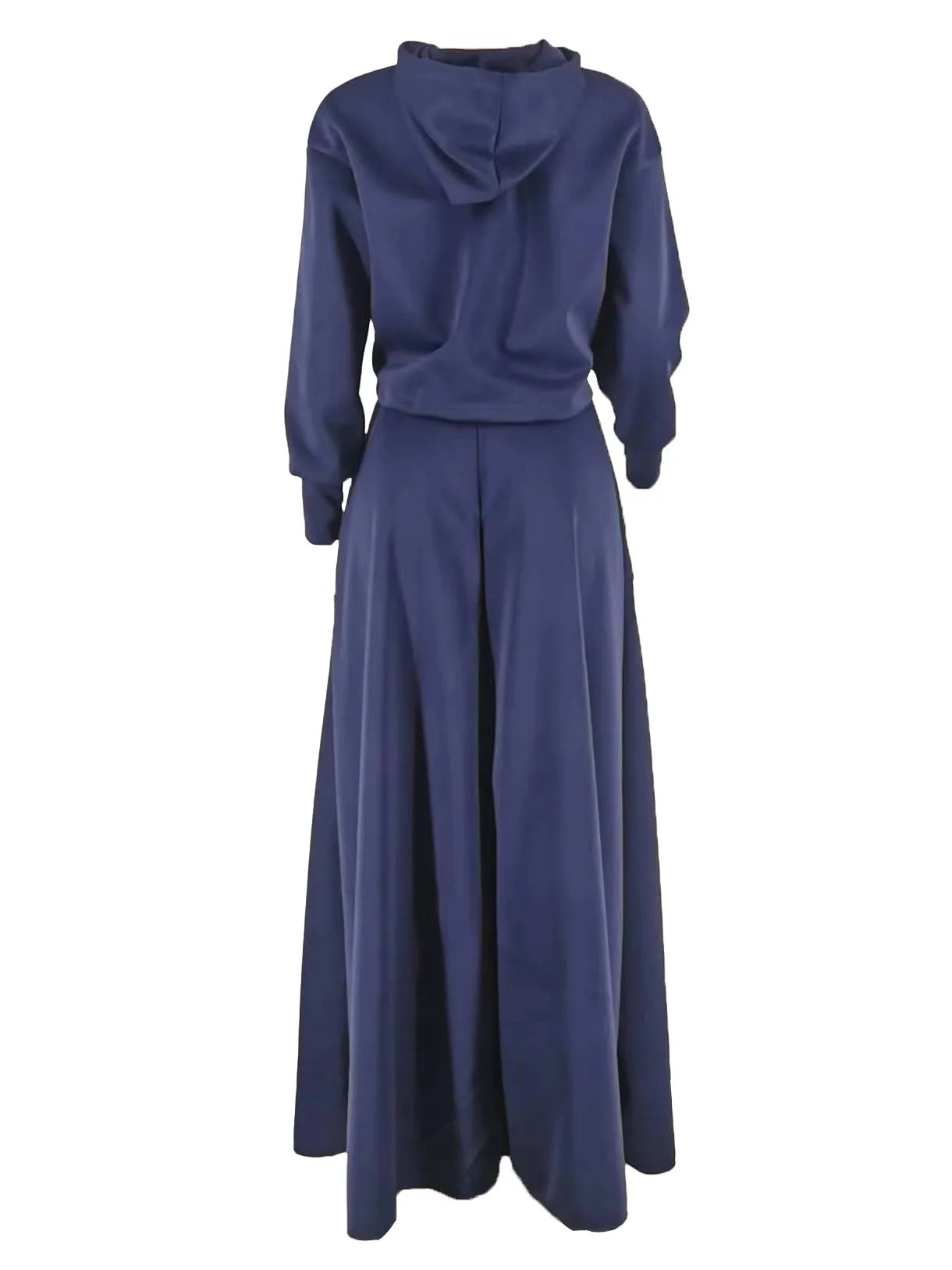 CM.YAYA Fashion Women's Set Long Sleeve Hooded Sweatshirt and High Side Split A-line Maxi Skirt Suit 2024 Two 2 Piece Set Outfit