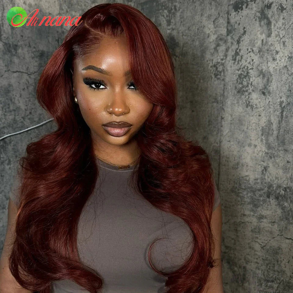 Brazilian Reddish Brown 13x4 13x6 HD Lace Front Wigs Body Wave Human Hair Copper Red 200%Density Lace Frontal Wig Long 34 36Inch