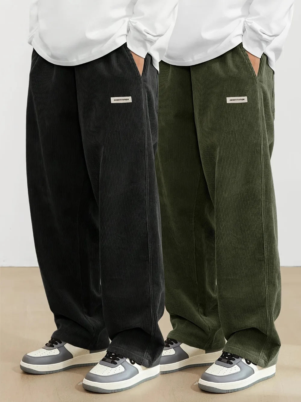 Men’s Corduroy Loose Fit Pants – Elastic Waist
