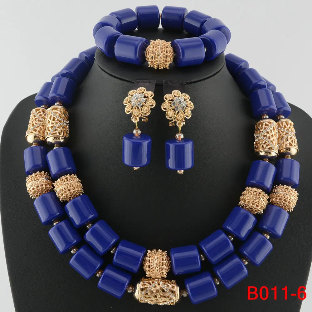 Latest African Wedding Resin Beads Fashion African Beads Jewelry Sets Hot Nigerian Wedding African Beads Jewelry Set