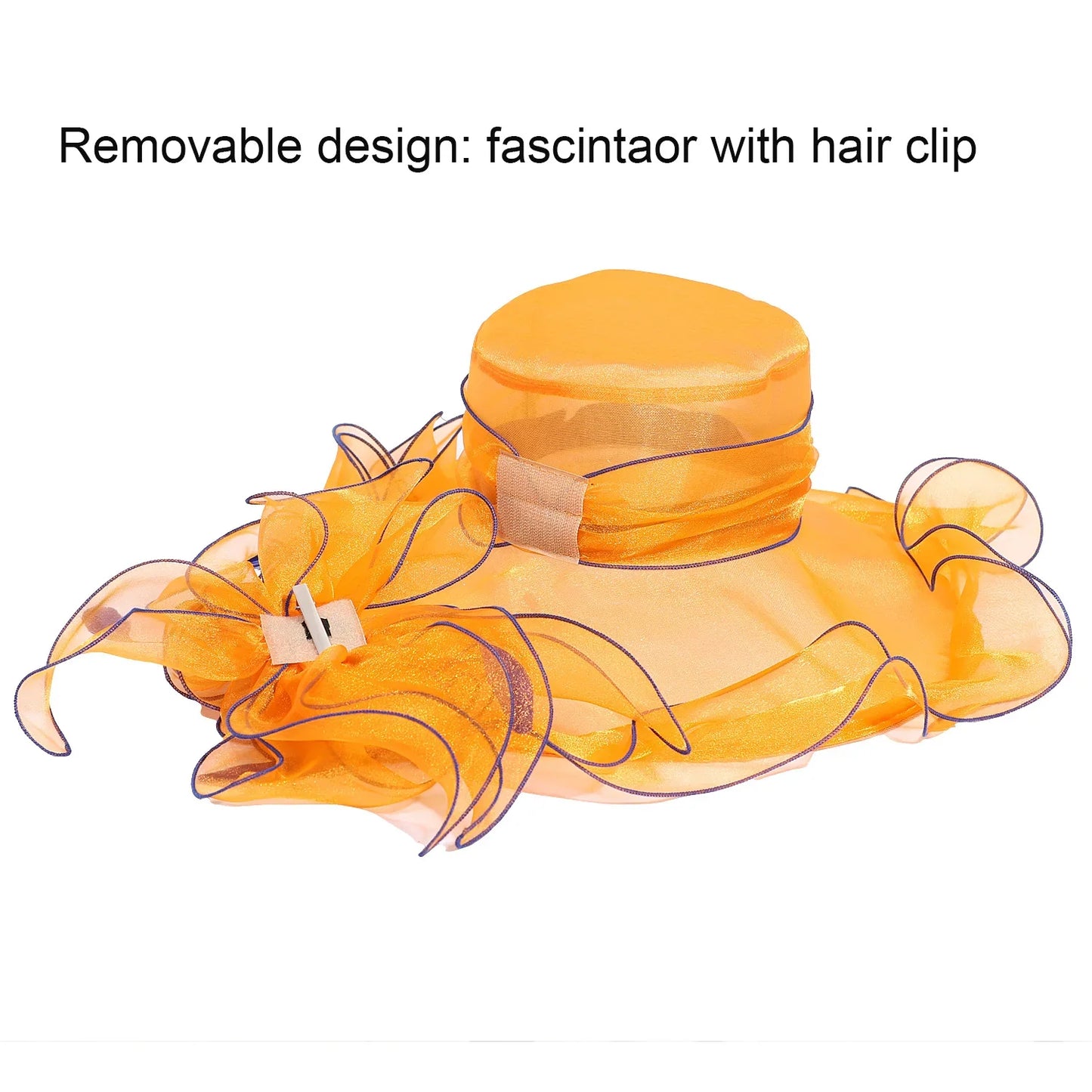 Women's Fascinators Organza Sun Hats Wide Brim Wedding Bride Tea Party Church Fedoras Hat