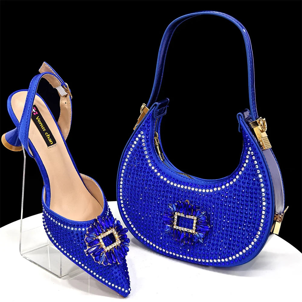2025 Elegantly Sky Blue Women's Shoe and Bag Set for Parties and Weddings - Luxurious Heeled Pumps and Handbag for Nigeria