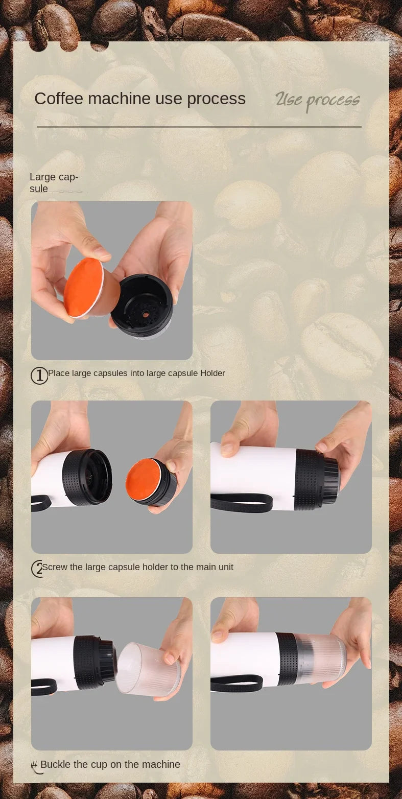 Portable Fully Automatic Espresso Capsule Coffee Machine For Large and Small Capsules Of Coffee Powder Electric Coffee Machine