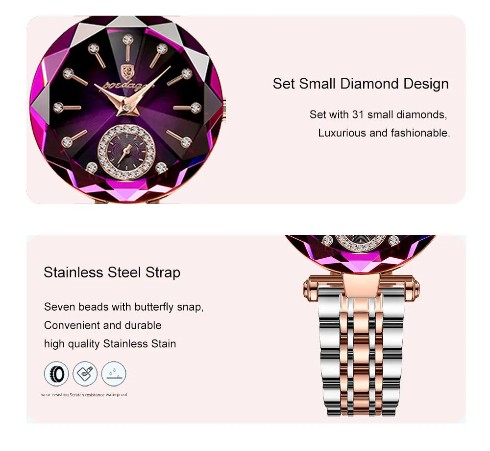 Luxury Elegant Ladies Wristwatch Waterproof Stainless Steel Watch for Woman Simple Casual Dress Women's Quartz Watches