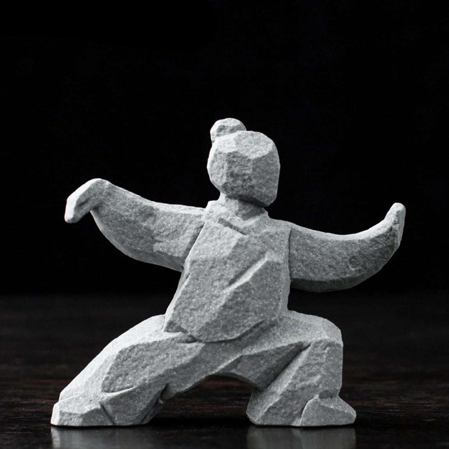 Miniature Tai Chi Master Figurine – Chinese Stone Sculpture for Home or Tea Table Décor