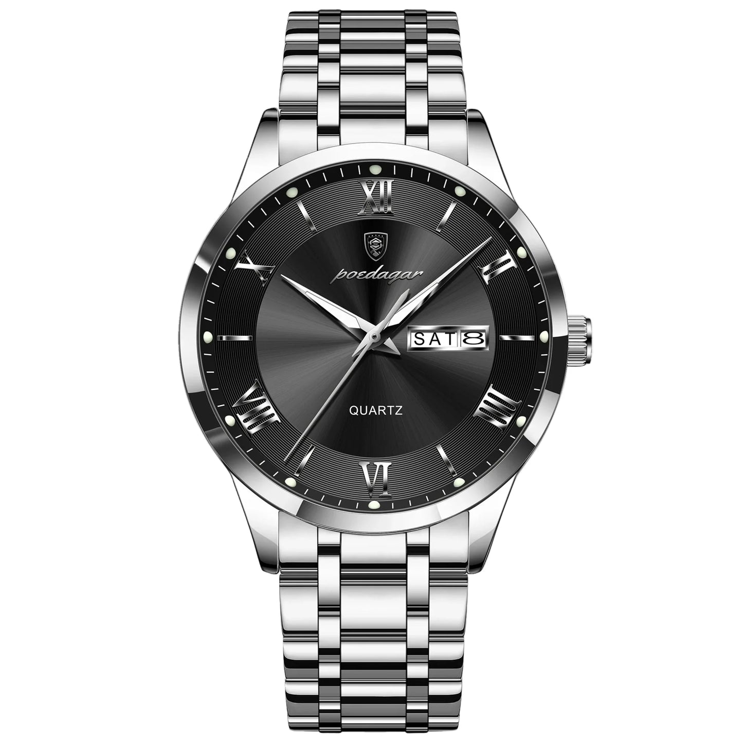 Luxury Fashion Men Clock Waterproof Luminous Week Date Sports Man Wristwatch Stainless Steel Men's Quartz Watches Reloj