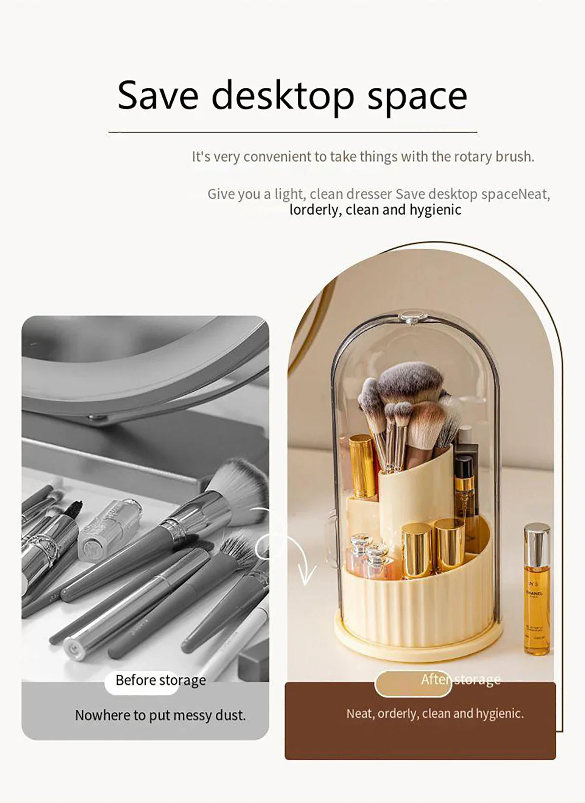 360° Rotating Makeup Brush Holder Desktop Makeup Organizer Cosmetic Storage Box Lipstick Eyebrow Brush Holder Jewelry Container