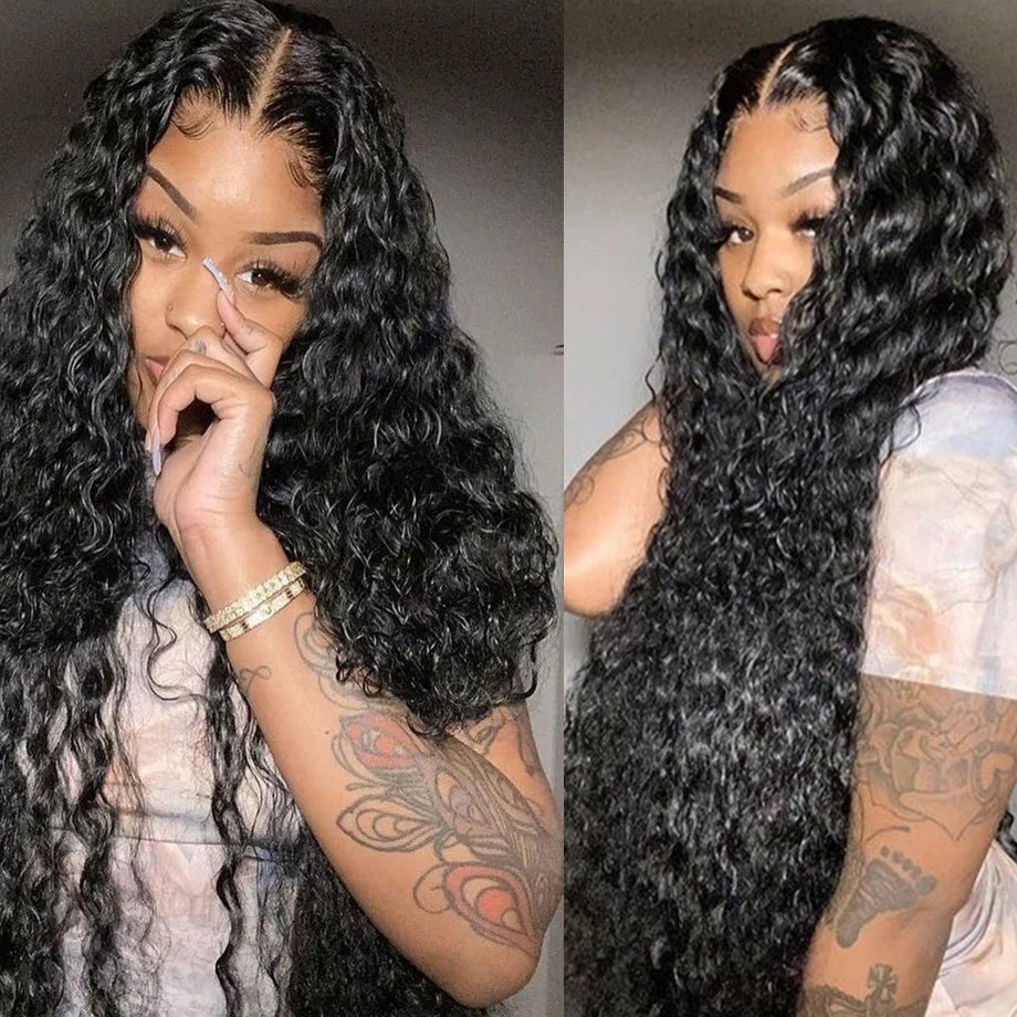 Water Wave Human Hair Bundles Curly Deep Wave 3 Bundles  Brazilian Natural Black Human Hair Remy Hair 100% Human Hair Natural