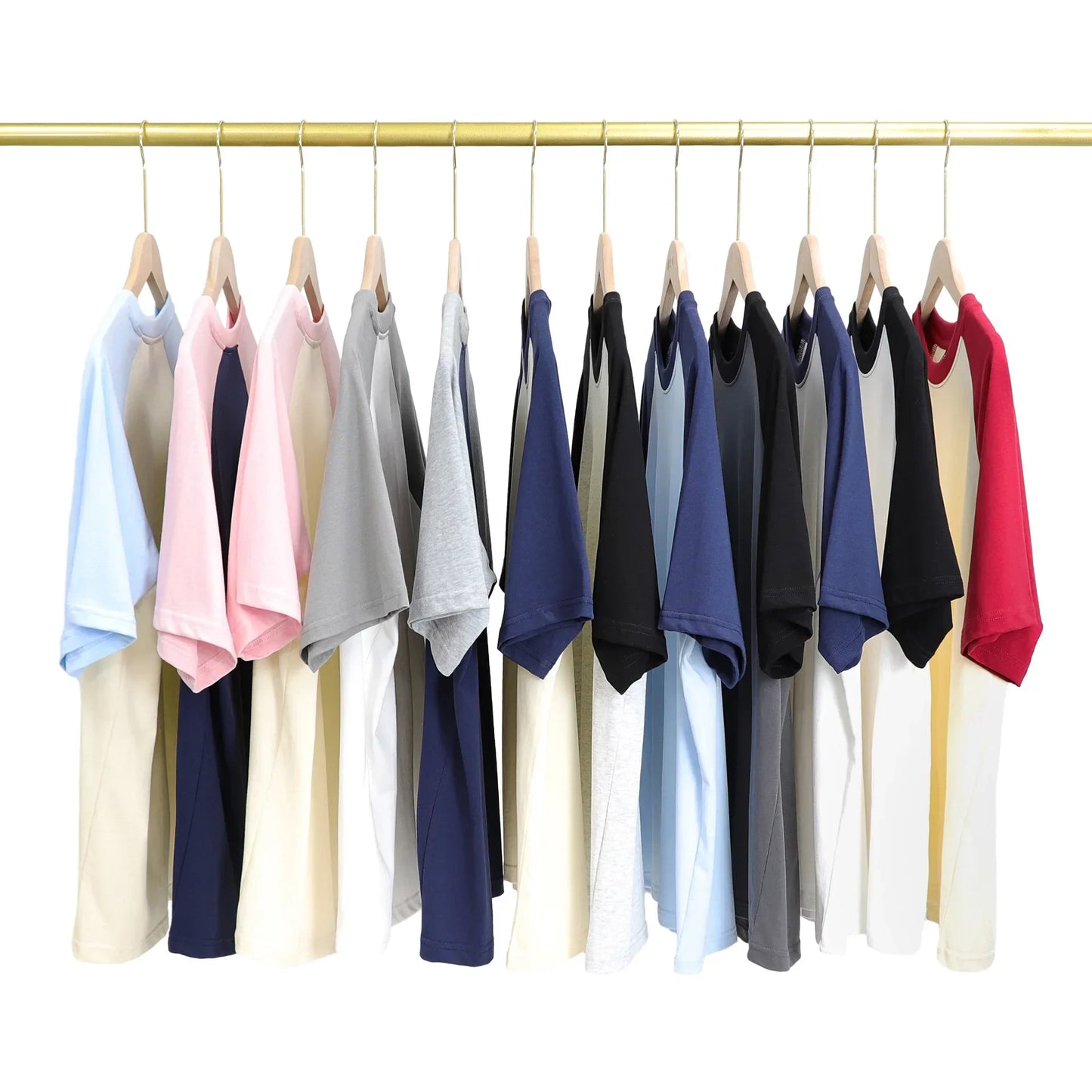Heavyweight 240g Contrast Sleeve Cotton T-Shirt for Men