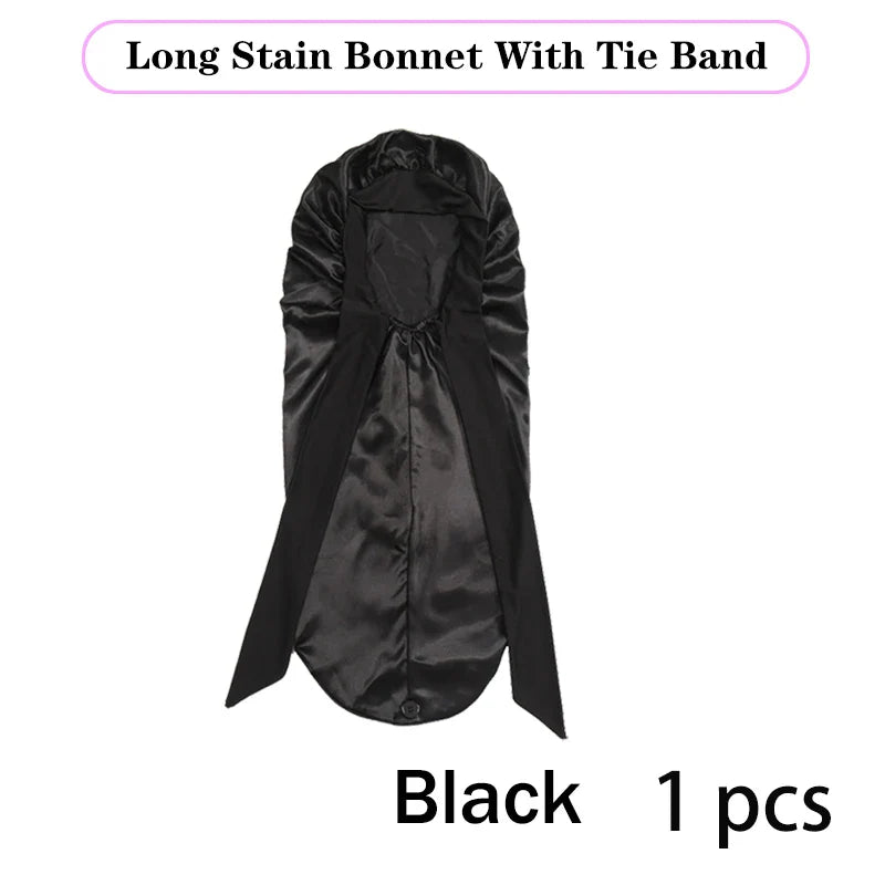 Soft Silky Long Satin Bonnet For Natural Hair And Curly Hair Extra Large Size Hair Cap With Tie For Comfortable Night Sleep 1Pcs