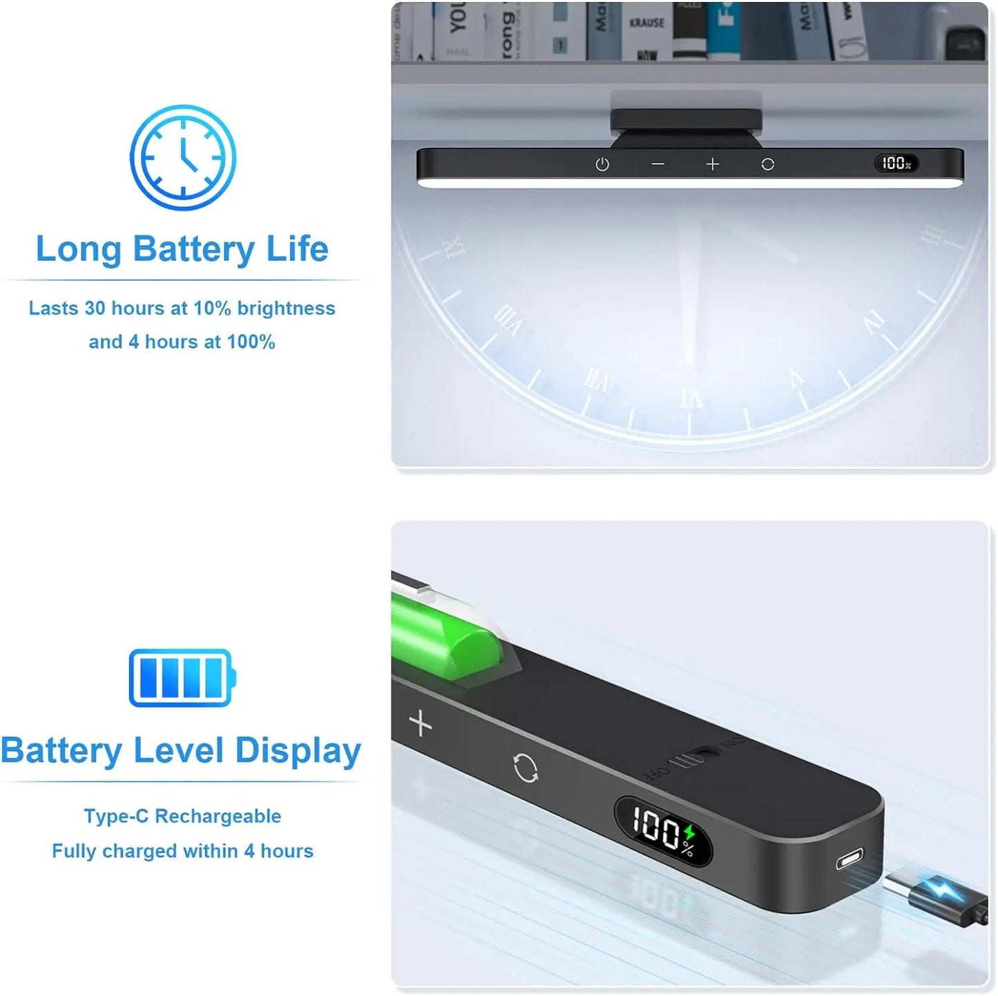 Rechargeable LED Mirror & Cabinet Light Bar – 3 Color, Dimmable, Magnetic, Remote Control