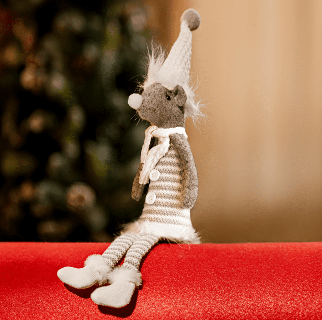 Striped Silver Mouse Christmas Ornament