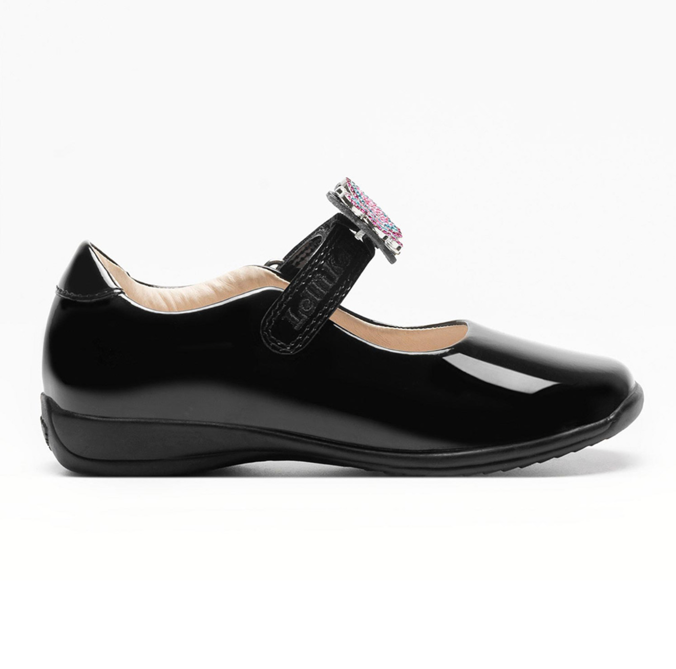 Lelli Kelly Girls Luna 2 With Detachable Butterfly School Shoe F &  G Fitting - Black Patent
