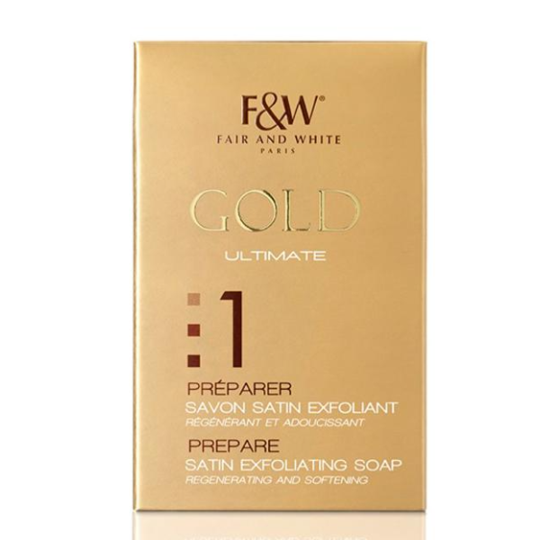 Fair and White 1: Gold Satin Exfoliating Bar Soap 200gm / 7oz