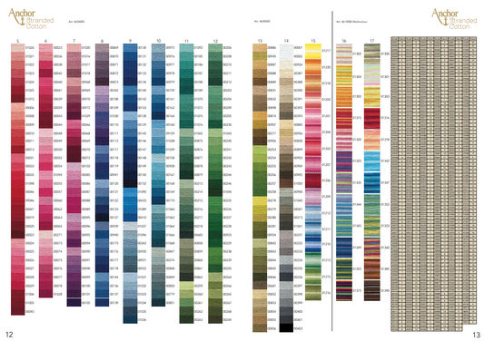 Anchor Cotton Embroidery Thread 8m 0002 to 0099