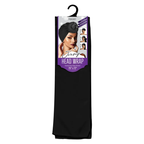 Magic Collection Jersey Head Wrap Black - Comfortable & Stylish Hair Accessory for All Hair Types - One Size