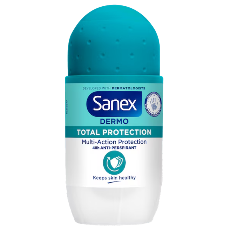 Sanex Total Protection 48h Antiperspirant Roll-On for All-Day Sweat & Odour Control 50 ml/1.69 oz