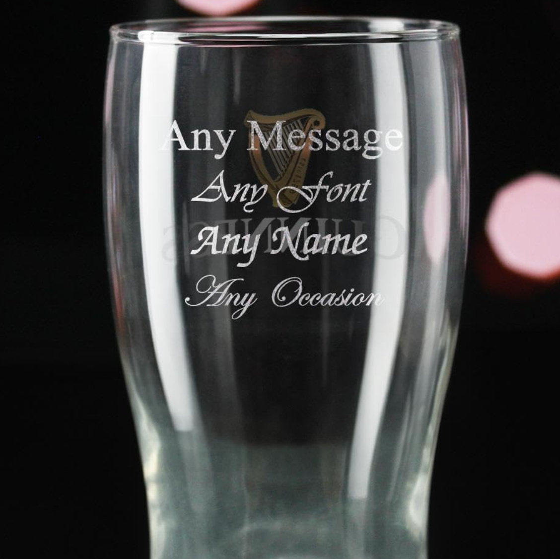Official Classic Guinness Pint Glass, Engraved with Any Message, Gift Boxed
