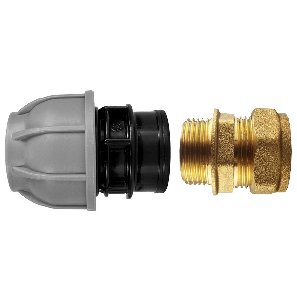 Brass Compression 15mm Straight with 25mm MDPE Straight