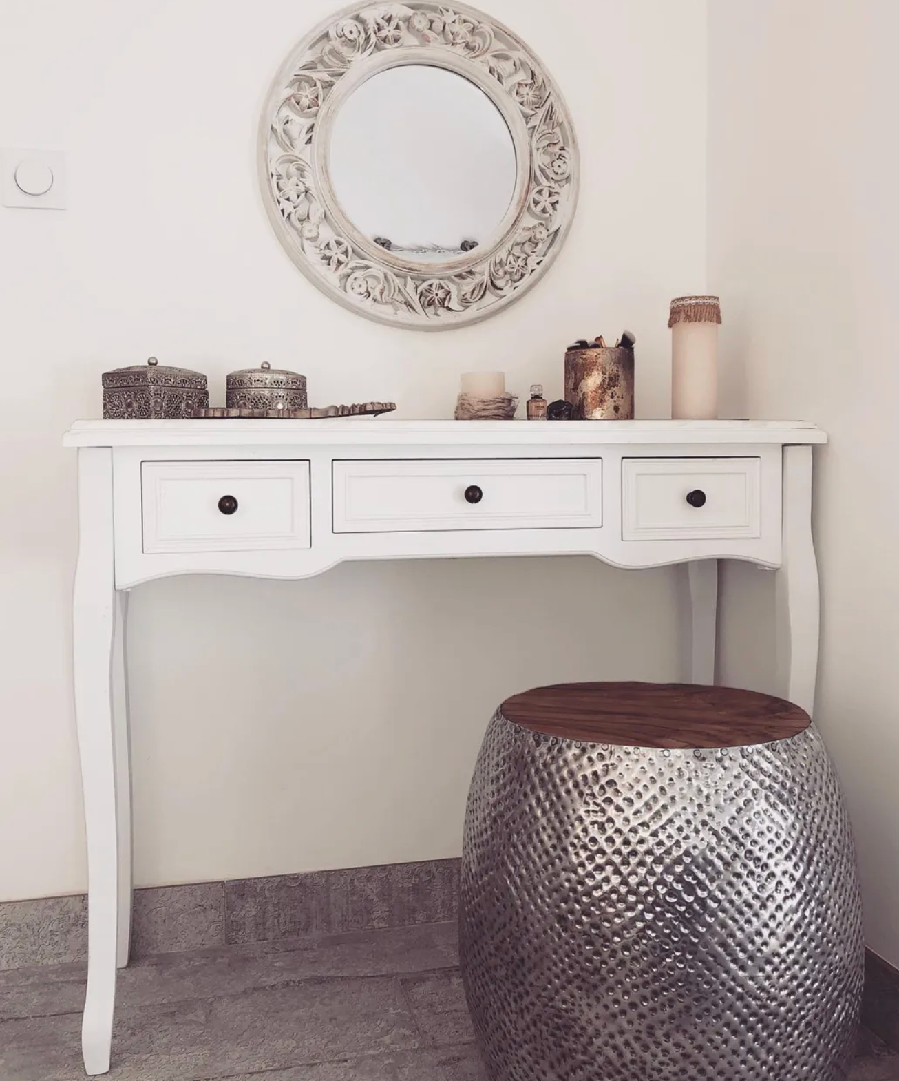 Dressing Console Table with Three Drawers White