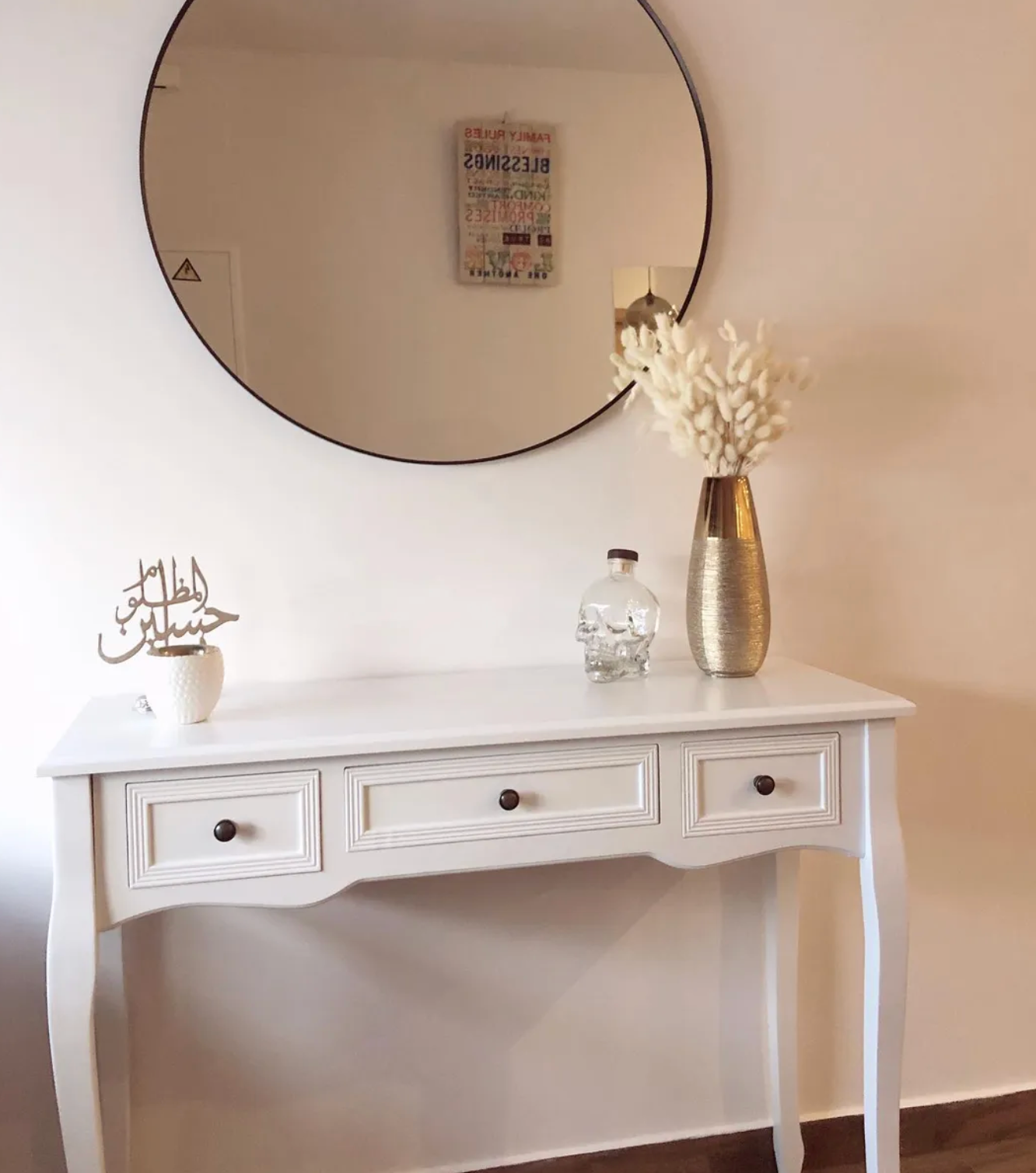 Dressing Console Table with Three Drawers White