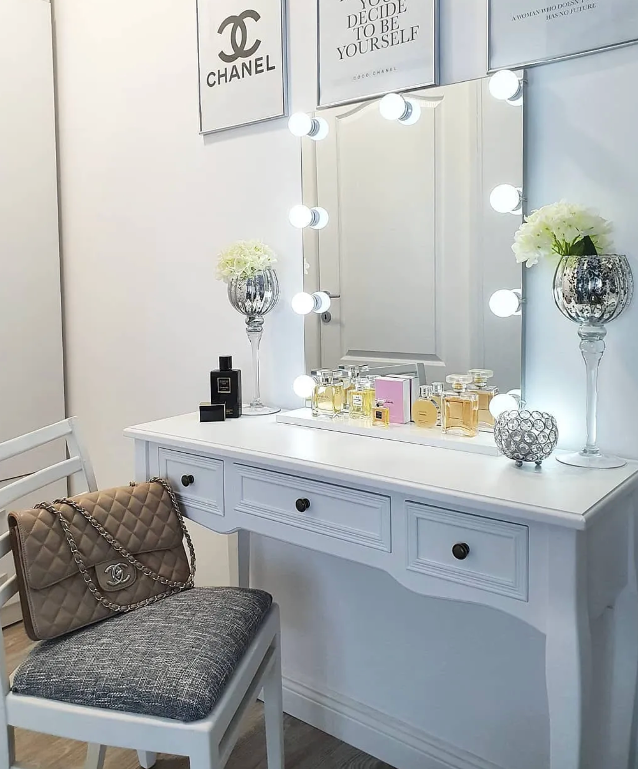 Dressing Console Table with Three Drawers White