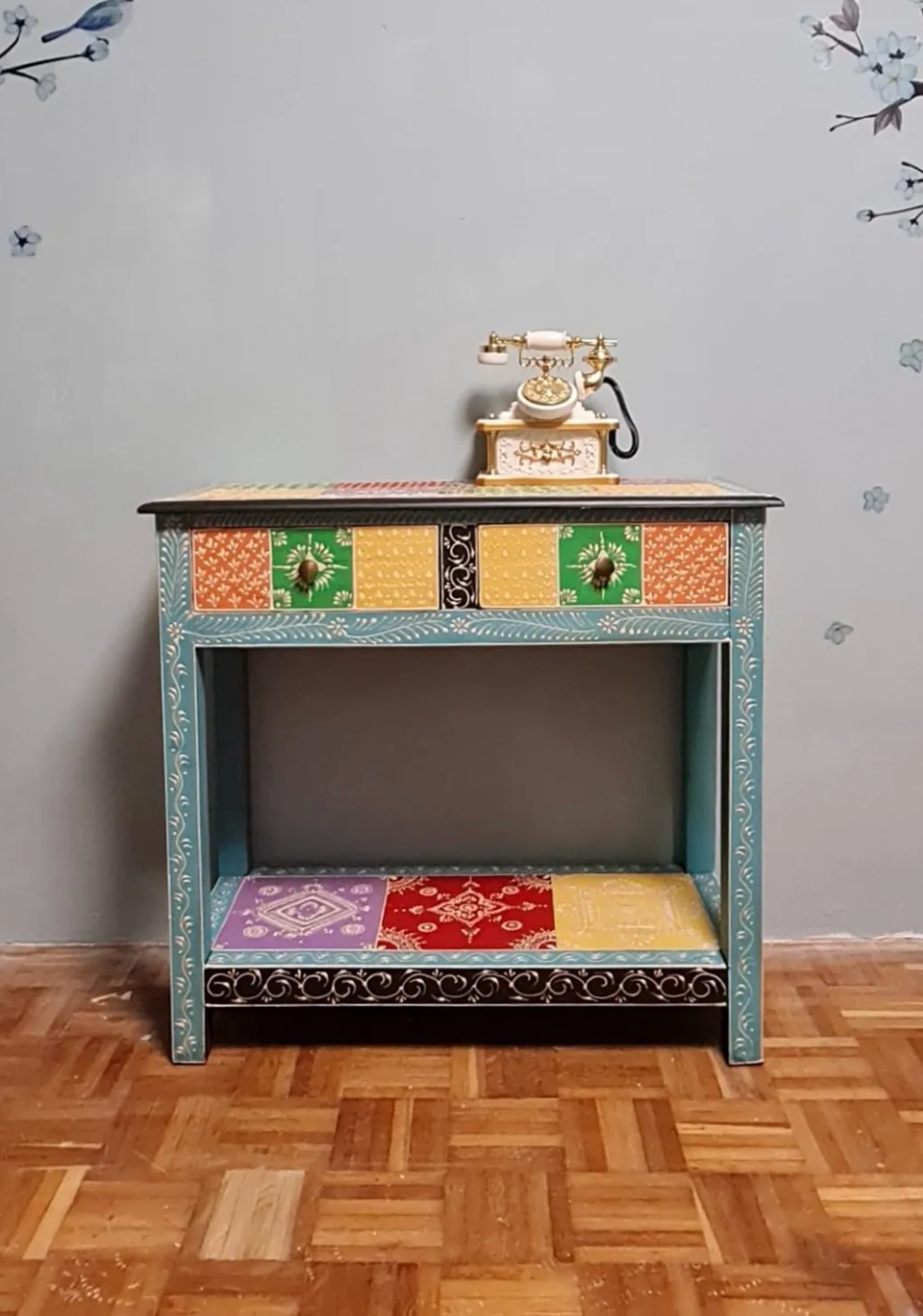 New Hand Painted Console Table 80x35x75 cm Solid Mango Wood