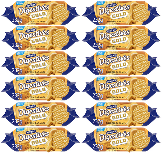 12 x Mcvities Limited Edition Golden Caramel Flavour Digestives 232G