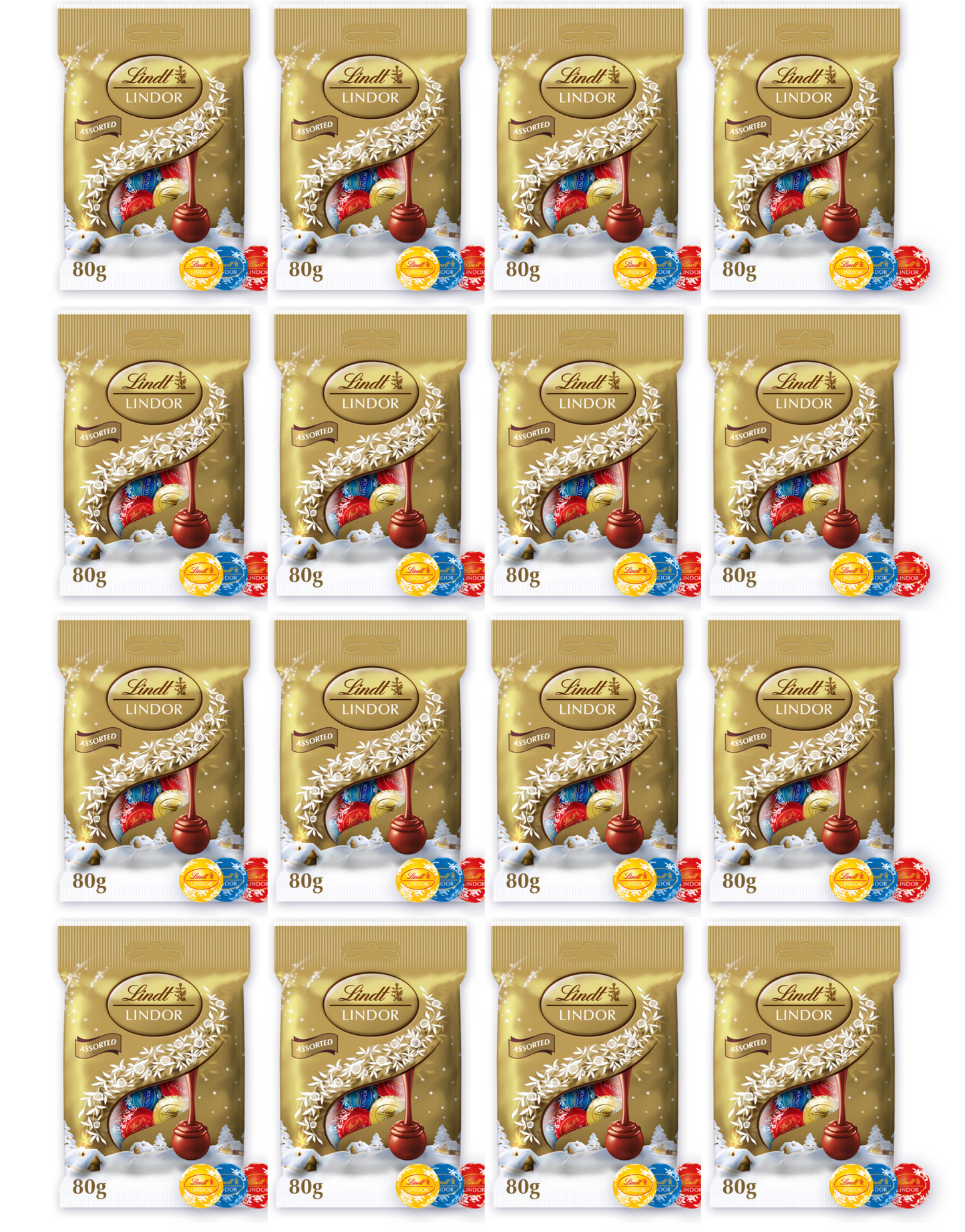 16 x Lindt Lindor Assorted Mini Truffles 80G