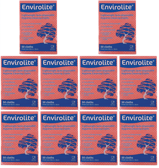 10 x Envirolite Red Cloth 50Pk
