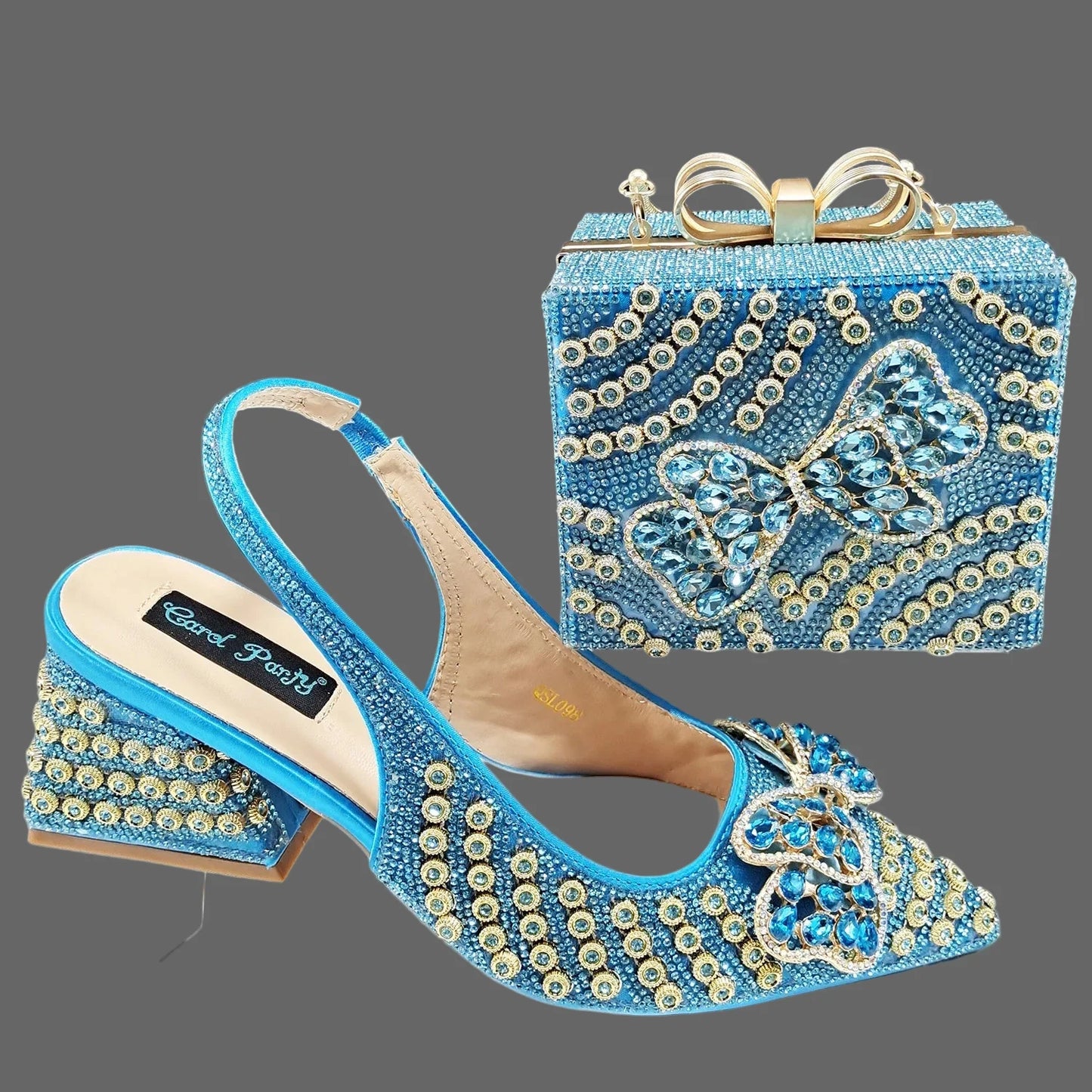 QSGFC Italian Design Clutch Dual Use Full Diamond High Heels Exquisite Gift-Box  And High Heels For Party Women Shoes