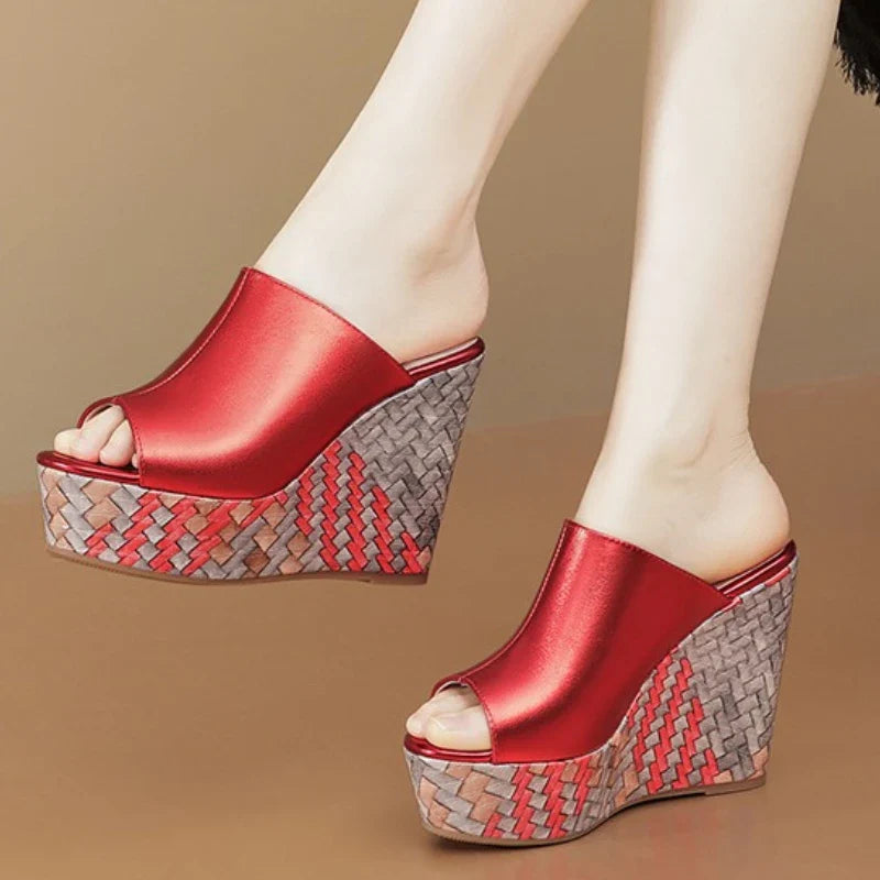 Women Wedges High Heels Slippers Women Designer Platform Sandals Trend Comfortable Slip on Slippers 2024 New Summer Slides Women