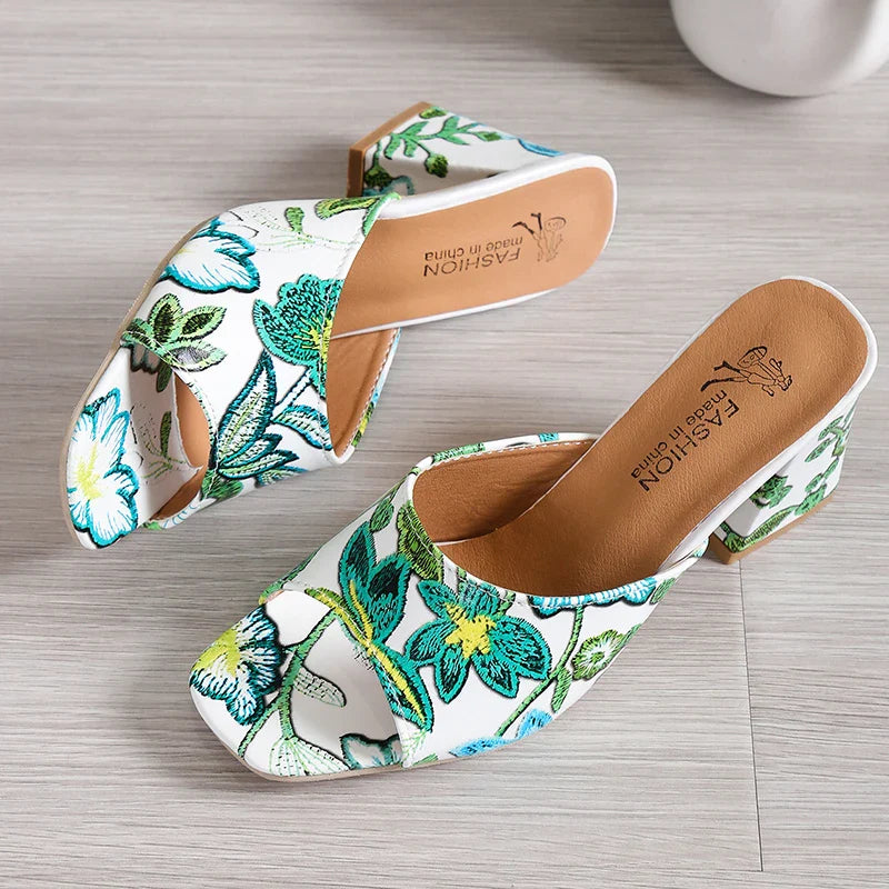 High Heels Women Slippers Chunky Fashion Sandals Designer New Shoes Slingback Flip Flops Dress Pumps Femme Slides