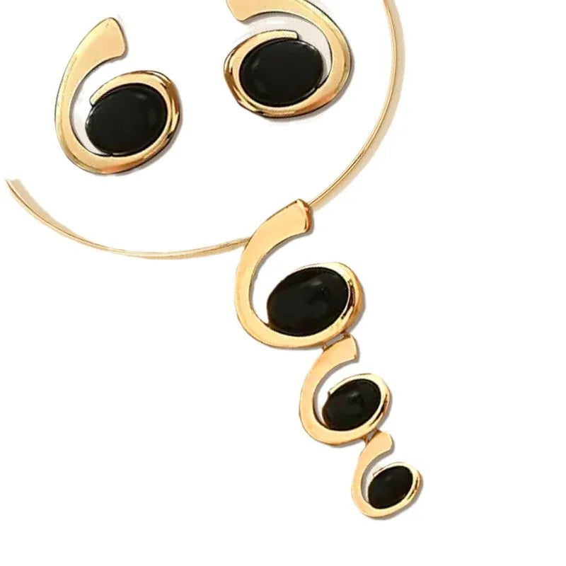 3PC Fashion Exaggeration Multicolor Resin Trendy Collar Punk Unique Personality Earring Temperament Pendant Necklace Accessories