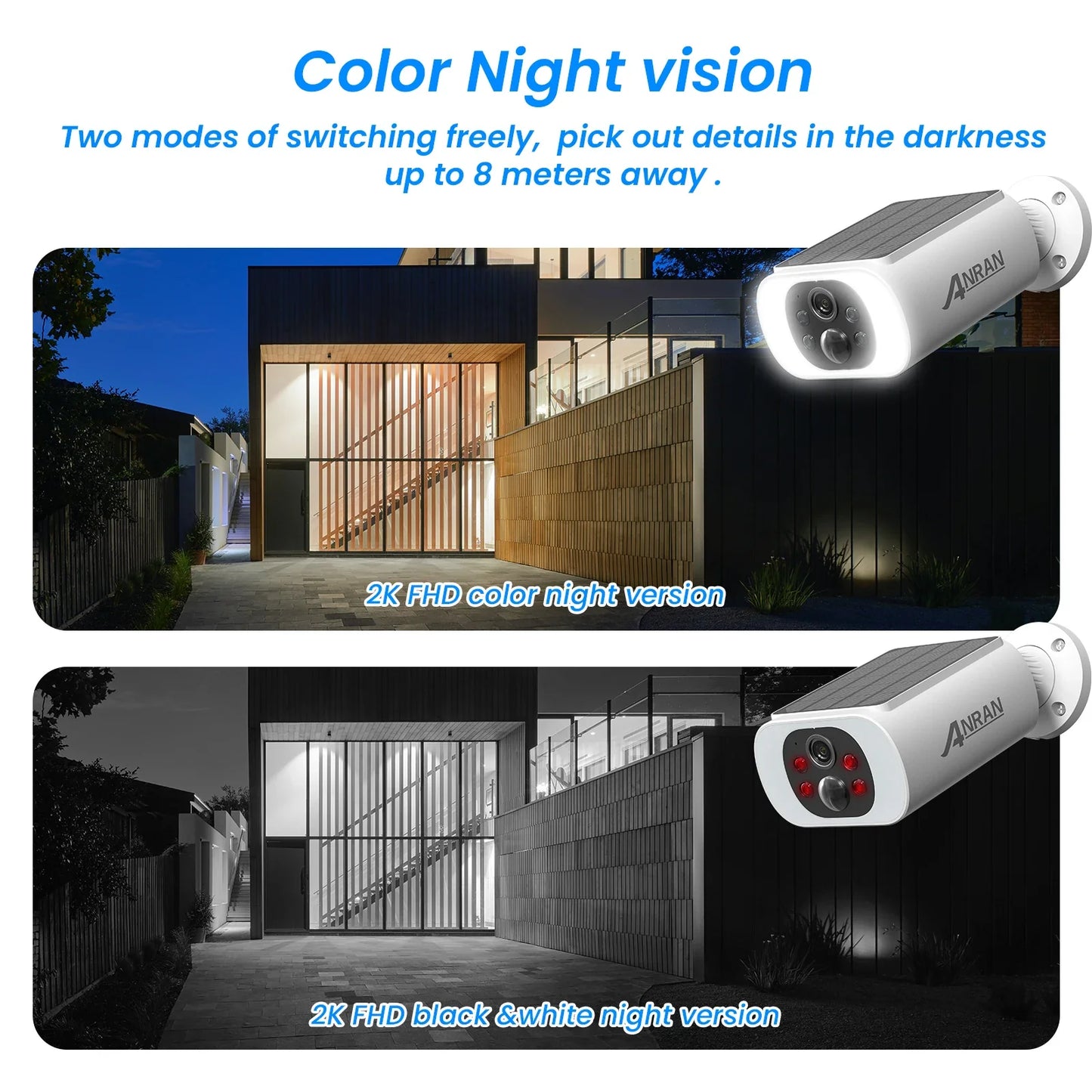 Outdoor Wireless WIFI Camera 2.4G 3MP Battery Solar Security Camera