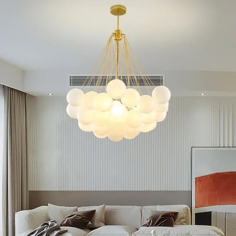 37 Glasses Bubble Chandeliers Frosted Glass Gold Black Pendant Light