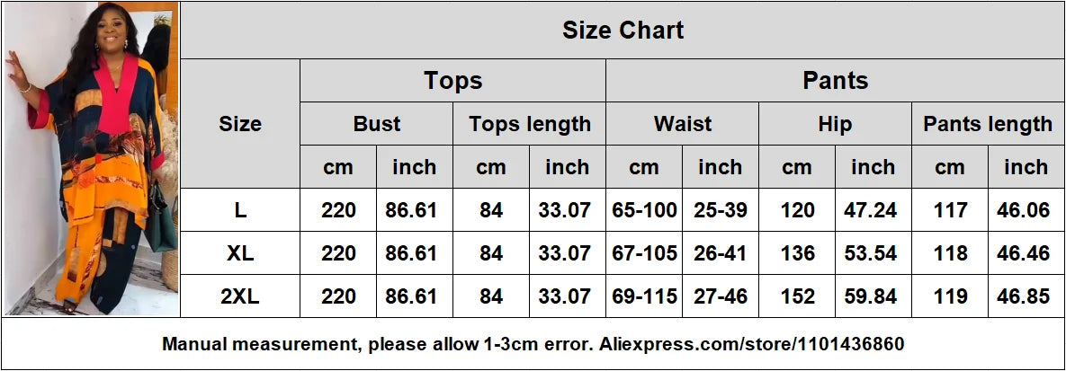 Plus Size African Clothes for Women Ankara Dashiki 2 Pieces Set Print Outfits Trousers Suits