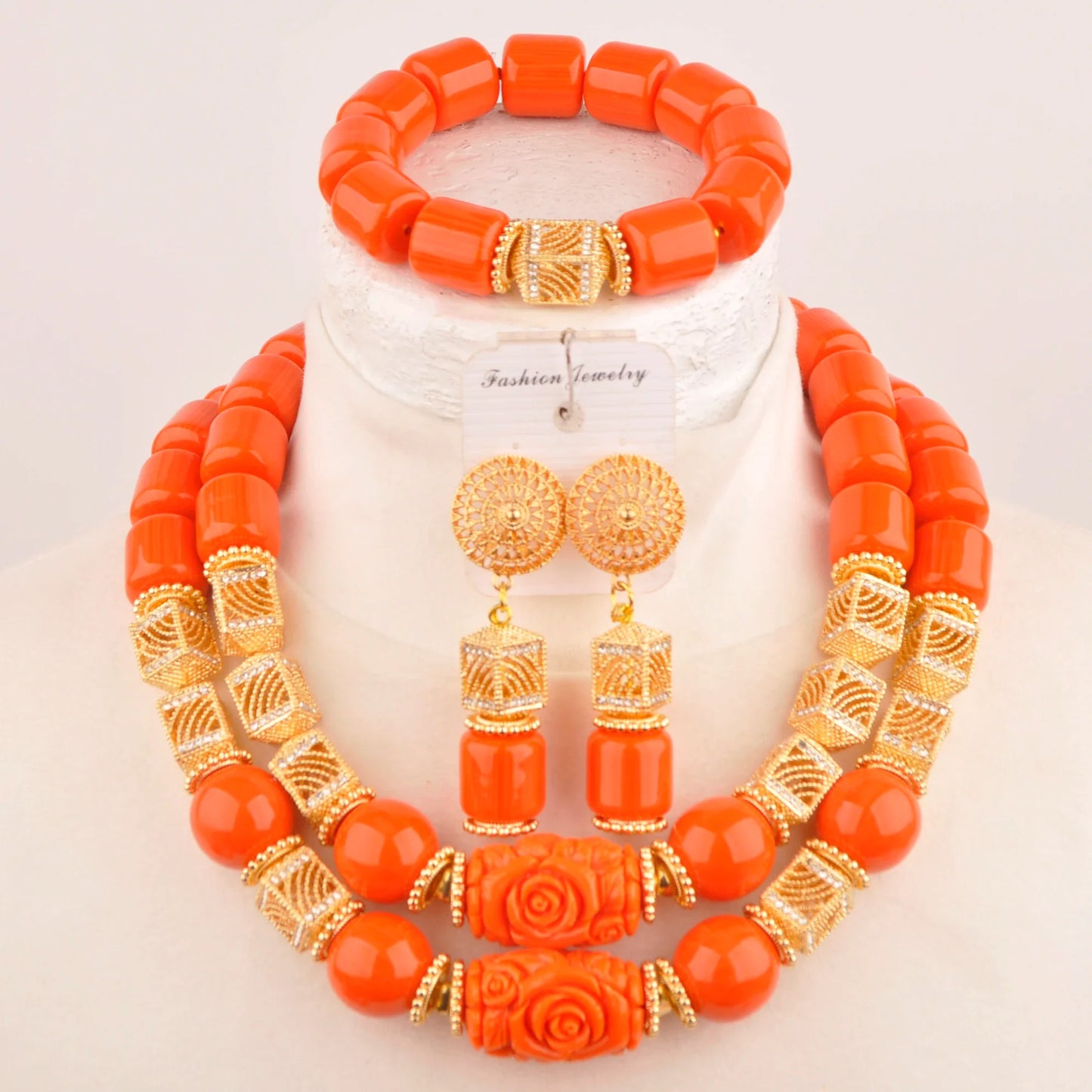 artifical coral beads nigerian jewelry sets for woman weddings