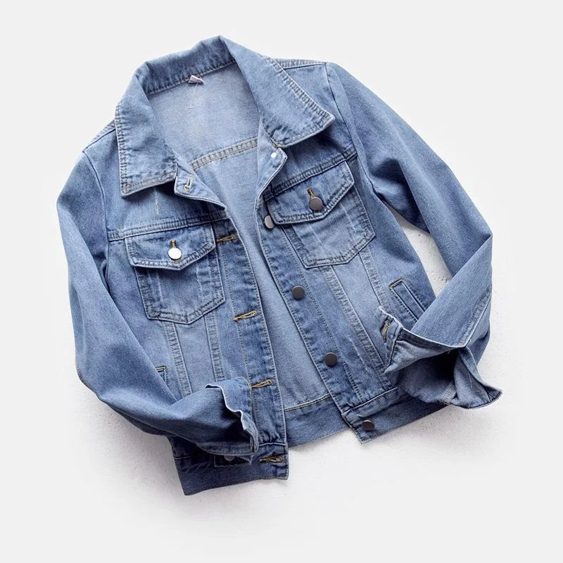 2023 Spring Autumn Women’s Denim Jacket Long Sleeve Overcoat Loose Denim Coat Button Outwear Jeans Jackets 5XL