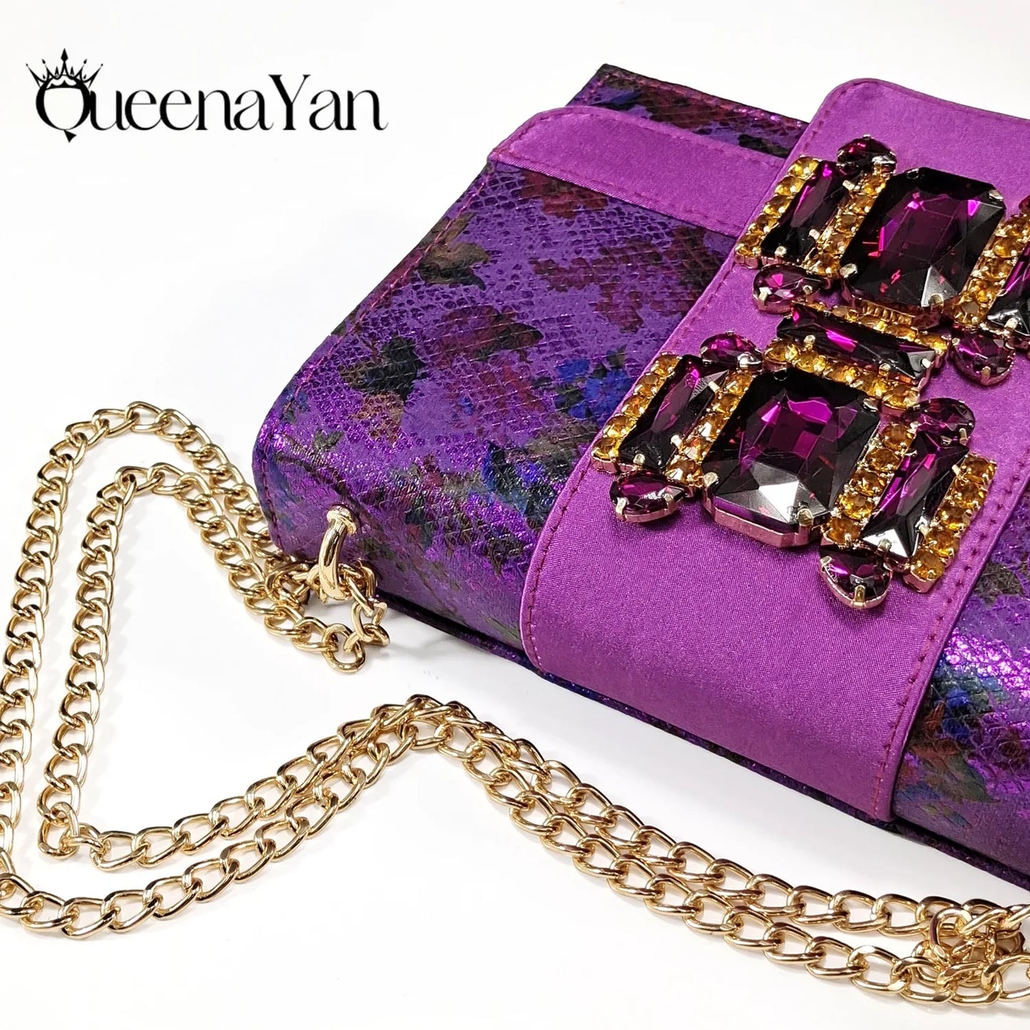 QSGFC Elegant Women Heels for Peep Toe Good Material Design Rhinestone Purple Sandals Italian Shoes and Bags Matching Set 2024